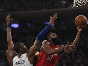 Houston Rockets guard James Harden had a huge game against the Knicks on Wednesday. (GETTY IMAGES)