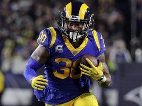 In this Dec. 16, 2018, Los Angeles Rams' Todd Gurley carries the ball during an NFL football game against the Philadelphia Eagles in Los Angeles. (AP Photo/Jae C. Hong, File)