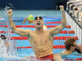 Benoit Huot of Canada celebrates after winning bronze in a 400-metre freestyle final during the Rio 2016 Paralympic Games.