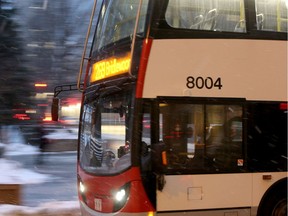 A bus on Route 269 heads to the next stop to load up with passengers on Tuesday.