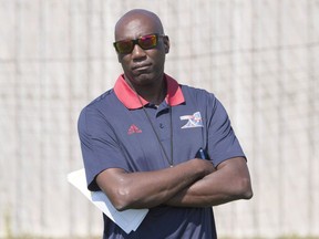 Montreal Alouettes general manager  Kavis Reed runs the team's practice in Montreal on September 13, 2017.