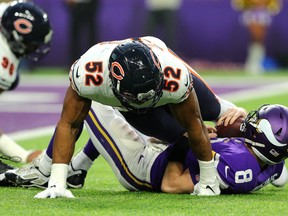 The Bears signed linebacker Khalil Mack to a six-year, $141-million extension that made him the highest paid defensive player in NFL history. Nobody in Chicago is regretting the trade or the contract. (Getty Images)