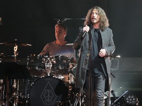 Chris Cornell and drummer Matt Cameron of the band "Temple Of The Dog" perform onstage at Madison Square Garden on Nov. 7, 2016 in New York City. (Neilson Barnard/Getty Images)