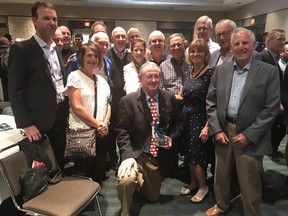 Paul Sherratt is joined by supporters from the Rideau View Golf Club after being inducted into the PGA of Canada Hall of Fame on Thursday, Jan. 24, 2019 at the PGA Merchandise Show in Orlando.