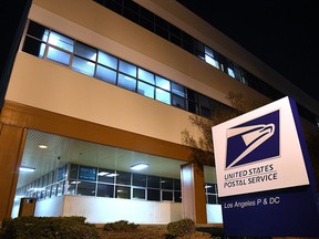 This photo shows the entrance to the United States Postal Service (USPS) Processing and Distribution Center (P&DC) in Los Angeles on Oct. 24, 2018.