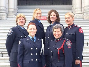 First responders Cathy Van-Martin (top row, second from right) and Krista Harris (top left) helped save a mom and two young kids in a running vehicle filled with carbon monoxide.
