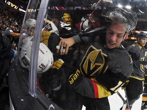One of the newest Ottawa Senators, Erik Brannstrom is seen in pre-season action as a Vegas Golden Knight in September.