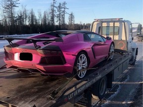 The OPP tow a purple Lamborghini. Via @OPP_ER