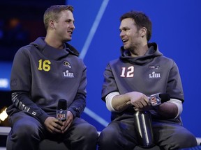 Super Bowl quarterbacks  Jared Goff, left, and Tom Brady. AP PHOTO