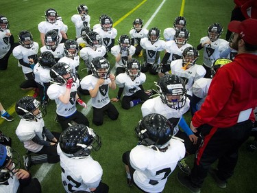 The Carleton Jr. Ravens, a youth football development academy at the Carleton University Fieldhouse Sunday Feb. 24, 2019.