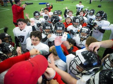 The Carleton Jr. Ravens, a youth football development academy at the Carleton University Fieldhouse Sunday Feb. 24, 2019.