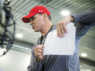 The Carleton Jr. Ravens, a youth football development academy at the Carleton University Fieldhouse Sunday Feb. 24, 2019. The program co-ordinator Josh Sacobie, a former GGs quarterback who's now a coach with the Ravens working with the kids during the Tyke's time on the field.