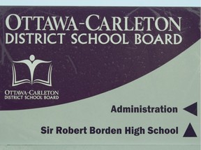 A sign outside the Ottawa-Carleton District School Board offices on Greenbank Road.