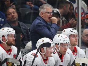 Interim coach Marc Crawford of the Ottawa Senators handles bench duties against the New York Islanders on Tuesday, March 05, 2019 in Uniondale.