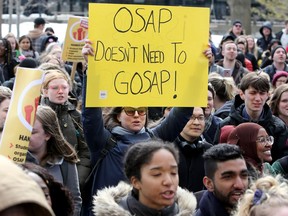 About 100 students walked out at Carleton University Wednesday (March 20, 2019) afternoon. They were part of a planned province-wide protest by students against changes to post-secondary funding by the provincial government.