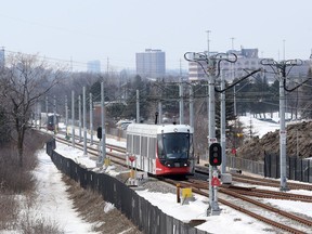 Light Rail Train (LRT) from OC Transpo at the Blair Station in Ottawa, March 20, 2019.