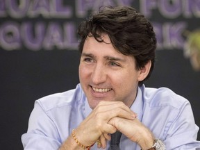 Canadian Prime Minister Justin Trudeau talks to students during a visit to Georgian College in Barrie, Ontario on Friday March 2 , 2018. THE CANADIAN PRESS/Chris Young