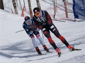 Antoine Briand, front, realized his dream of becoming a Canadian champion on Saturday, when he won the men's senior cross-country ski sprint championship at the Nakkertok Nordic Centre near Gatineau.