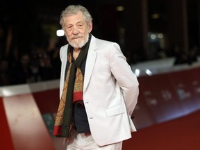 In this Nov. 1, 2017 file photo, actor Ian McKellen poses on the red carpet at the 12th edition of the Rome Film Fest, in Rome.