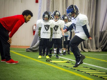 The Carleton Jr. Ravens, a youth football development academy at the Carleton University Fieldhouse Sunday Feb. 24, 2019.