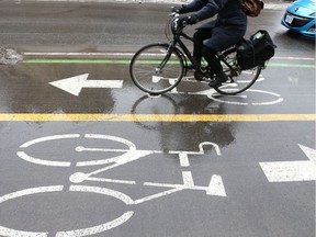 Bicycle in a bicycle lane in Ottawa