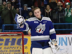 Sudbury Wolves goalie Ukko-Pekka Luukkonen