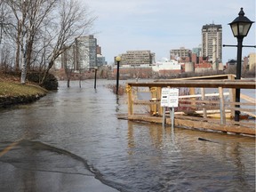 Flooding behind Parliament Hill in Ottawa on the bike path, April 23, 2019.
