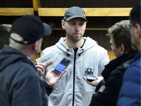 Ottawa Senators goaltender Craig Anderson takes part in locker clean-out day in Ottawa on Monday, April 8, 2019.