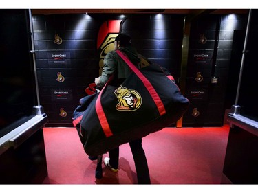 Ottawa Senators Bobby Ryan leaves the change room during locker clean-out day in Ottawa on Monday, April 8, 2019.