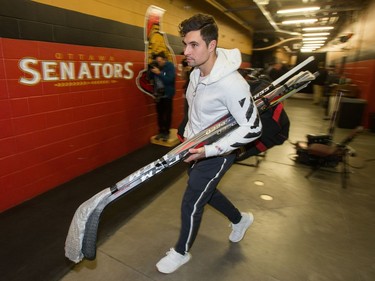 Cody Ceci leaves the rink as the Ottawa Senators wrap up their season by clearing out their lockers and head home.