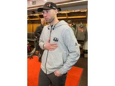 Craig Anderson talks to the media as the Ottawa Senators wrap up their season by clearing out their lockers and head home.