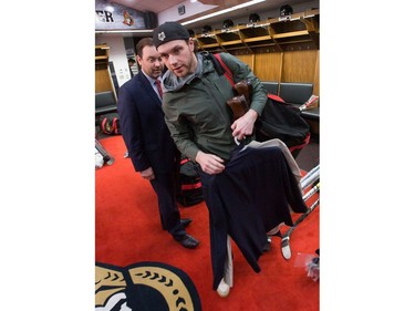 Bobby Ryan leaves the dressing room with his gear as the Ottawa Senators wrap up their season by clearing out their lockers and head home.