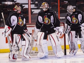 From left: Senators goalie Craig Anderson is going to be rooting for former teammates Ben Bishop and and Robin Lehner during the playoffs. (Errol McGihon/Ottawa Sun)