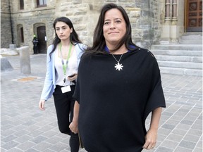 Jody Wilson-Raybould leaves Parliament Hill after a short visit on Tuesday.