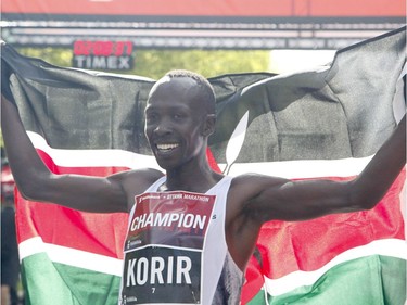 Albert Korir of Kenya wins the men's marathon at the Ottawa Race Weekend on Sunday, May 26, 2019.