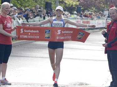 Dayna Pidhoresky wins the Canadian women's marathon at the Ottawa Race Weekend on Sunday, May 26, 2019.