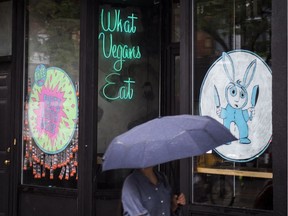 Vegan restaurants and advertising seem to be everywhere in the Parkdale neighbourhood of Toronto and has caused some to nickname the area 'Vegandale' in Toronto, Ontario, August 8, 2018.