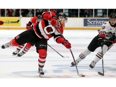 Ottawa's Tye Felhaber shoots and scores to put Ottawa up 2-0 late in the first period.