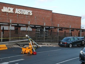 An Audi A4 downed a traffic light on Hunt Club beside Jack Astor's on Thursday, May 23, 2019.