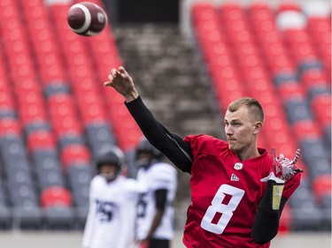 QB William Arndt throws a pass during Ottawa Redblacks rookie camp at TD Place on Wednesday, May 15, 2019.