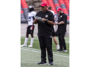Running backs coach Jo Paopao during Ottawa Redblacks rookie camp at TD Place on Wednesday, May 15, 2019.