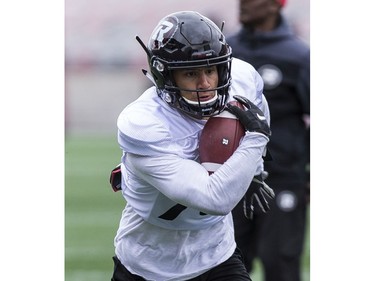 WR Guillermo Villalobos during Ottawa Redblacks rookie camp at TD Place on Wednesday, May 15, 2019.