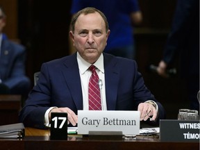 NHL commissioner Gary Bettman appears before the Commons Subcommittee on Sports-Related Concussions on Parliament Hill in Ottawa on Wednesday, May 1, 2019.