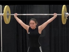 Ashley Bruce of Ottawa's Just Lift club won the women's 59-kilogram title at the 2018 Ontario junior weightlifting championships.