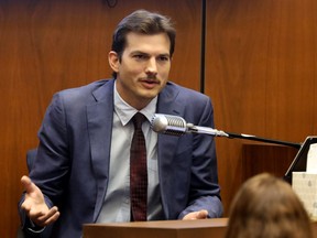 Ashton Kutcher testifies during the trial of alleged serial killer Michael Gargiulo, known as the Hollywood Ripper, at the Clara Shortridge Foltz Criminal Justice Center on May 29, 2019 in Los Angeles, Calif. (Frederick M. Brown/Getty Images)