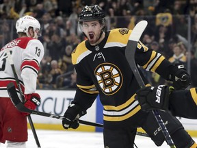 When Connor Clifton potted the first goal of his career in Sunday’s 6-2 win over the Hurricanes in Game 2 of the Eastern Final, he became the 19th Bruin to score in these playoffs. (Charles Krupa/The Associated Press)