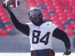 Redblacks receiver R.J. Harris had 49 catches for 697 yards and two TDs last season, while Kevin Brown (inset) had 55 defensive tackles.