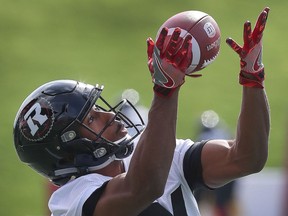 Jordan Bouah during Ottawa RedBlacks training camp at TD Place in Ottawa on Monday.