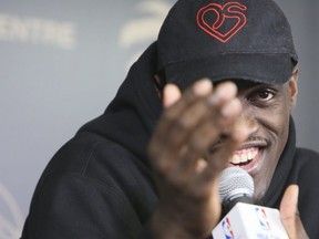 Pascal Siakam speaks to reporters on Tuesday. VERONICA HENRI/TORONTO SUN