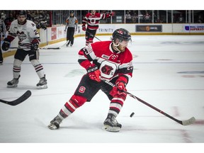 Ottawa 67's #29 Tye Felhaber during the game against the Guelph Storm at TD Place Arena Saturday, May 4, 2019.